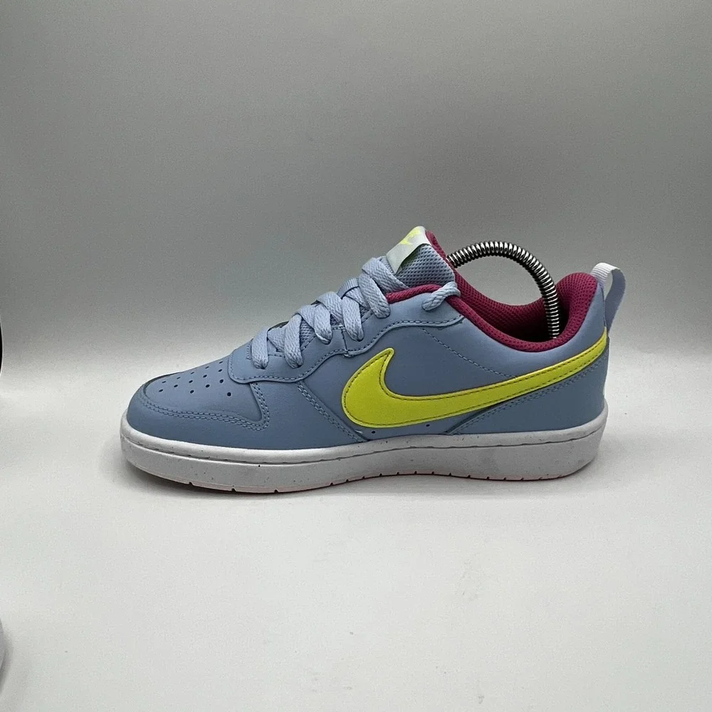 Nike Court Borough 2 Low -6Y Cobalt Bliss and Light Lemon Twist Youth Size 4.5 Y